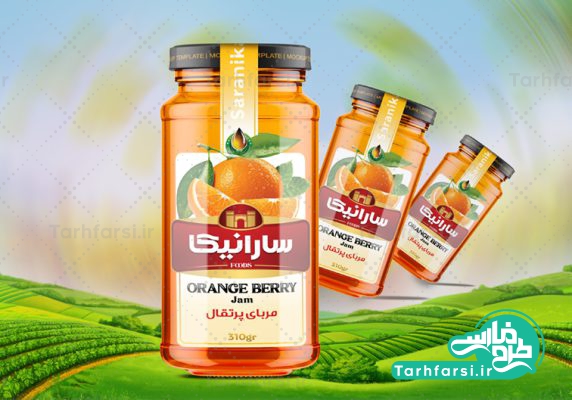 لیبل مربای پرتقال شیشه
