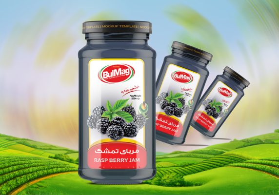 لیبل مربای تمشک شیشه