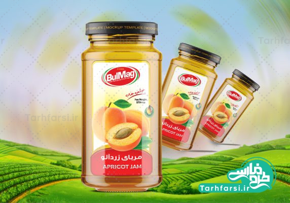 لیبل مربای زرد آلو شیشه