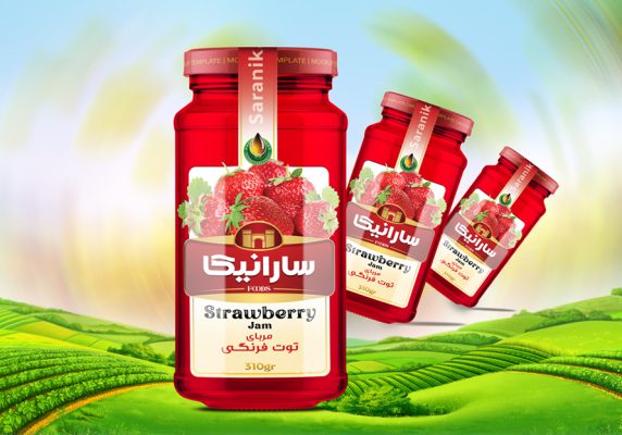 لیبل مربای توت فرنگی شیشه