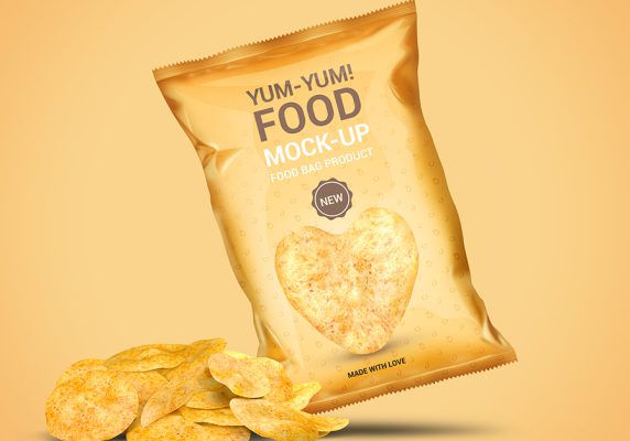 موکاپ چیپس و پفیلا پاکتی