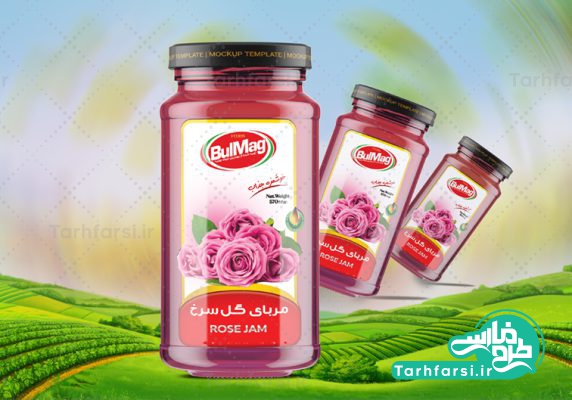 لیبل مربای گل سرخ شیشه