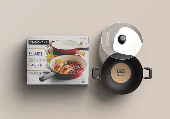 موکاپ قابلامه، ماهیتابه، تابه، سینی