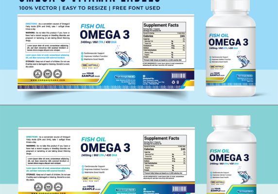 وکتور لیبل بسته بندی ویتامین