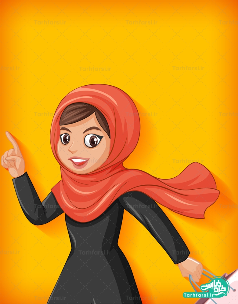 وکتور کارتونی دختر ایرانی با حجاب